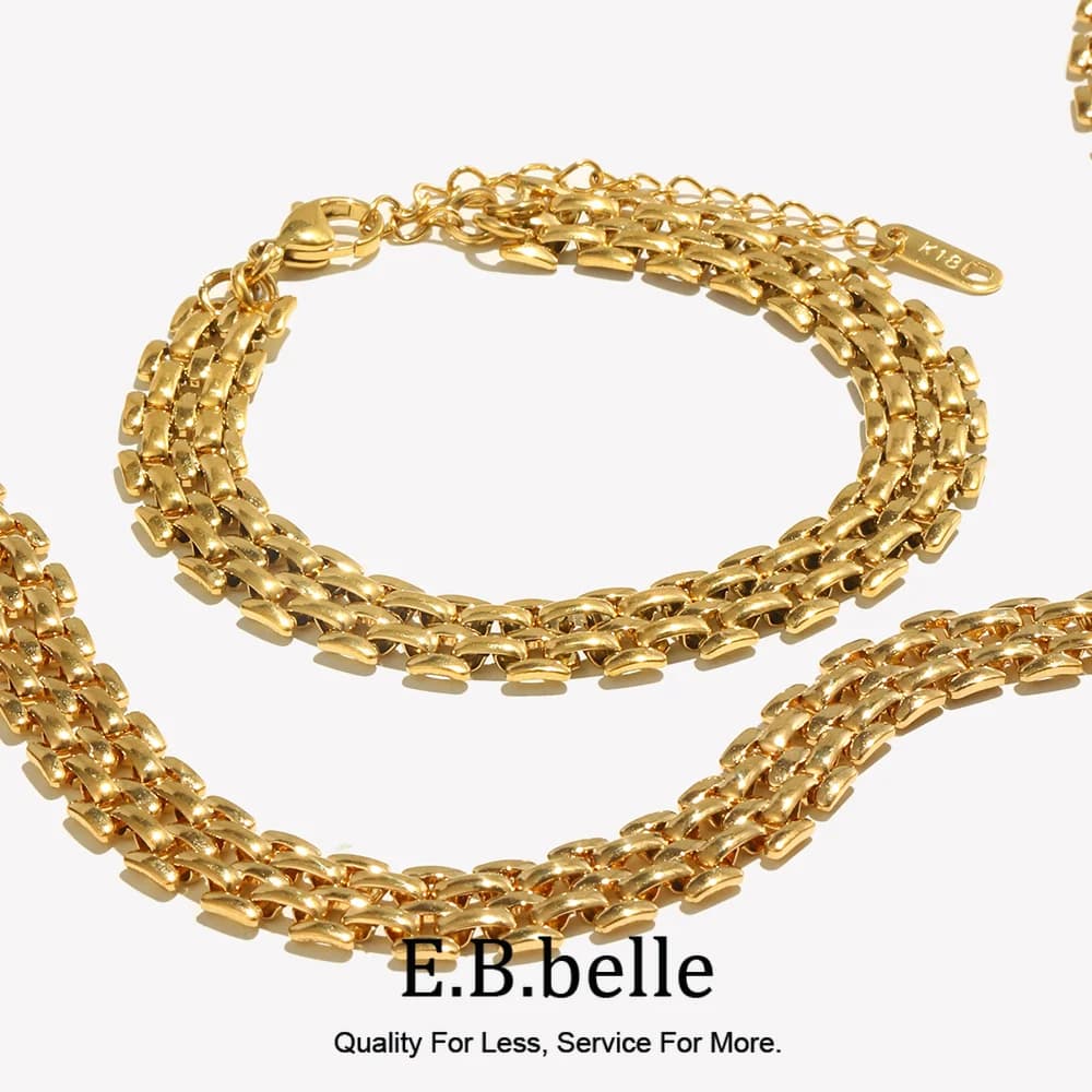 EBbelle Nuovo cinturino per orologio Collana con bracciale a catena Gioielli placcati in oro 18 carati Bracciale in acciaio inossidabile 316L per accessori donna