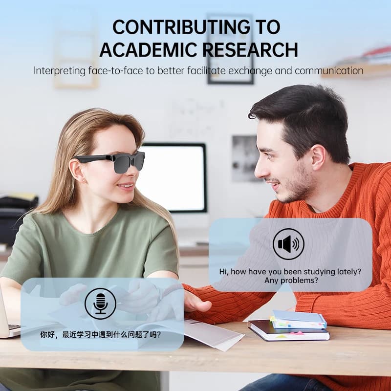 XG89 Smart Bluetooth Sunglasses, UV Protection Shades with Real-Time Wireless AI Translation Function for Travel Outdoor