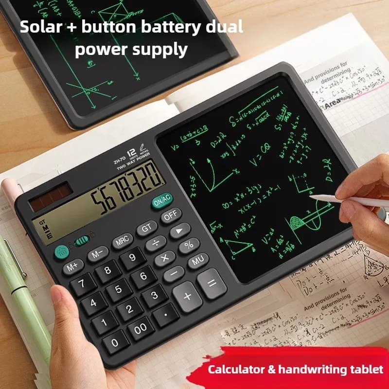 Calcolatrice Scientifica Pieghevole con Tablet LCD per Scrittura e Disegno, Calcolatrice con Ampio Display per Studio, Ufficio, Bozze, Promemoria e Affari