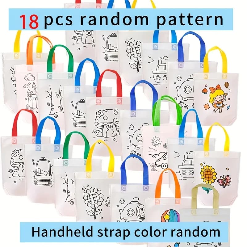 18Pcs Large Gift Bags with Sturdy Handles, Random Colors, No Glue Party Favor Goodie Bags for Birthday Wedding Christmas Party
