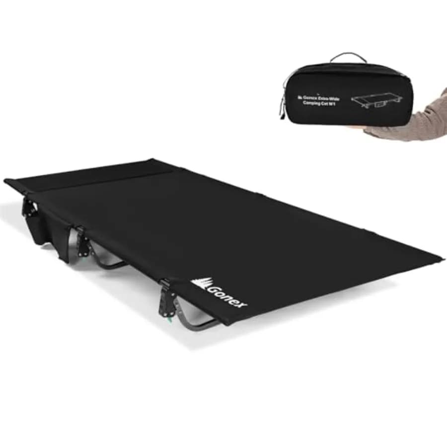 Lettino da campeggio extra largo da 31,5 pollici con cuscino premium integrato, supporta 158 kg, lettino pieghevole ultraleggero portatile per adulti, ideale per viaggi.