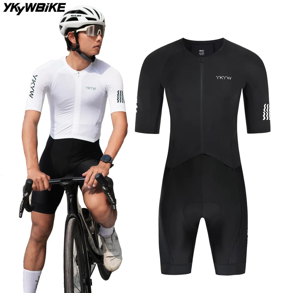 YKYWBIKE Tuta da Ciclismo Aerodinamica per Uomo, Set Professionale per Bici da Strada, Abbigliamento da Ciclismo con Pantaloncini, Completo Intero