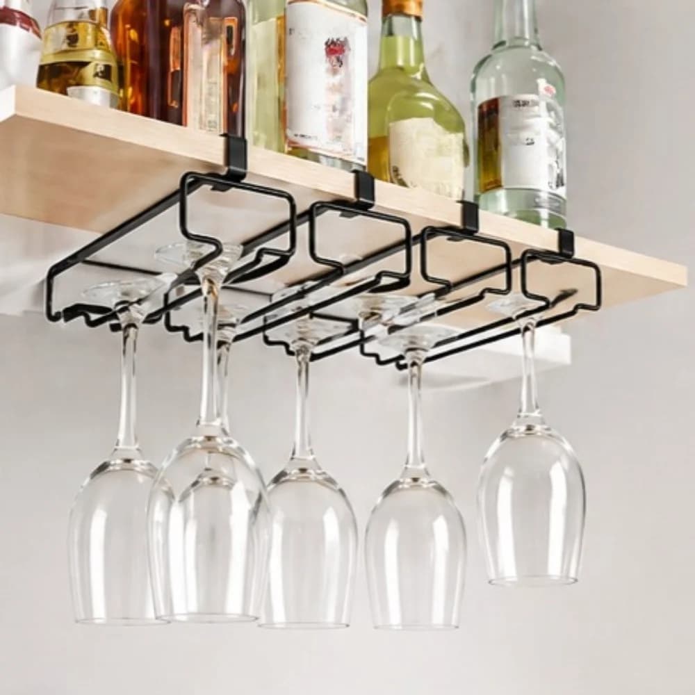 Portabicchieri da appendere sotto il mobile, porta calici da vino senza foratura, scolapiatti invertito per bicchieri, per uso in cucina