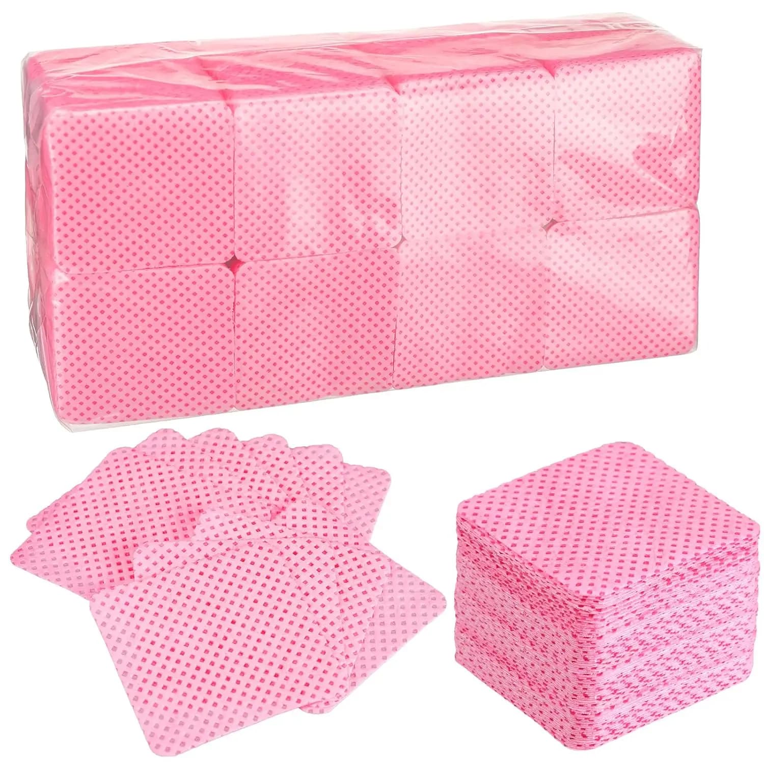 1000 Pezzi Salviette per la Pulizia della Colla per Extension Ciglia in Tessuto Non Tessuto, Strumenti per la Pulizia delle Ciglia per Salone, Flacone di Smalto per Unghie (Rosso Rosa)