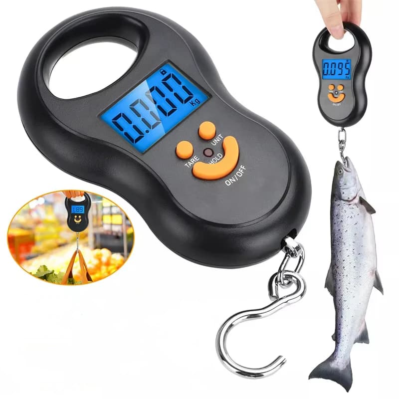 Bilancia Elettronica Digitale da Cucina 50Kg/10g con Display LCD Retroilluminato, Bilancia Tascabile per Pesca, Peso Bagagli da Viaggio