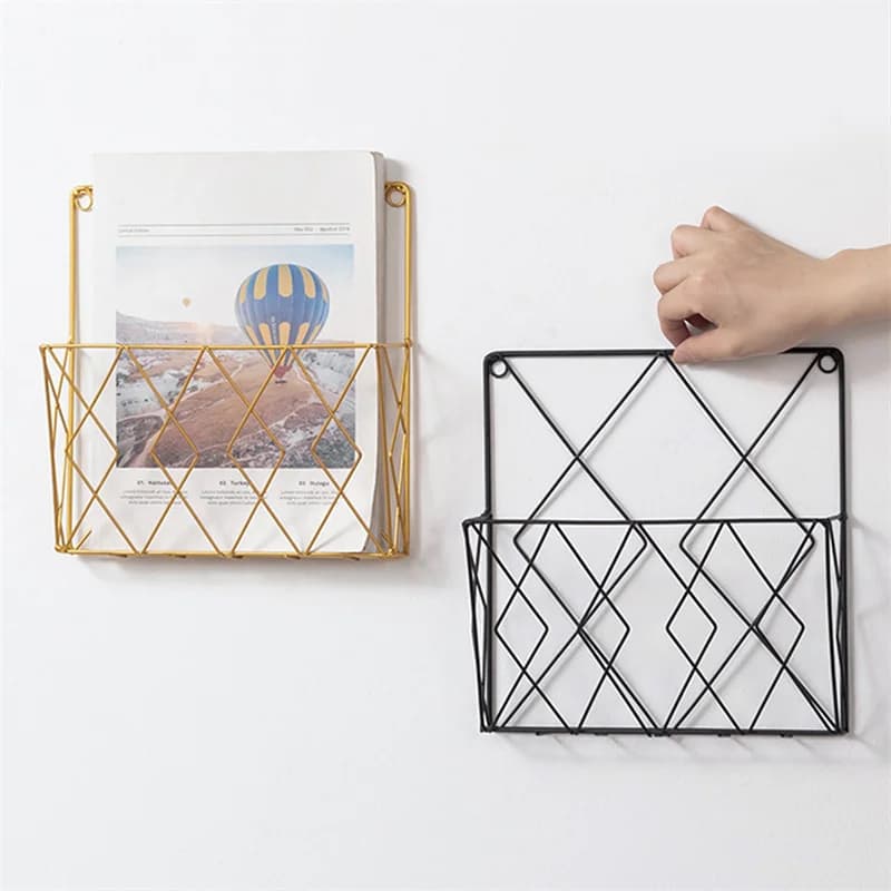 1PC Metal Wall Mounted Magazines Newspaper Storage Rack for Home Office Books Newspapers Files Folder Tabletop Display Stand