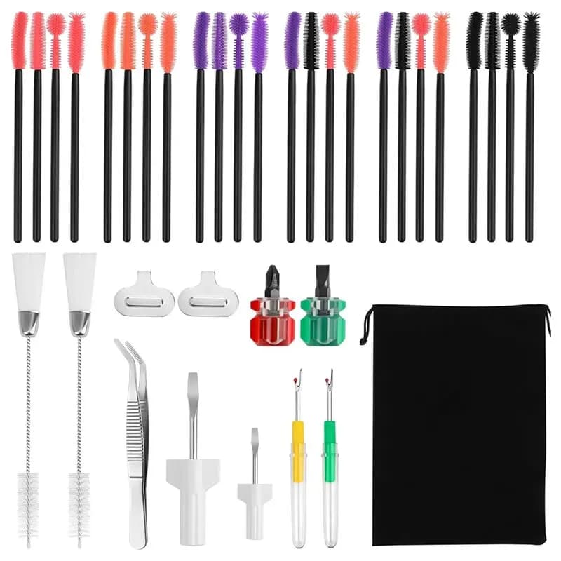 Kit di Pulizia per Macchina da Cucire Y50A - 36 Utensili: Spazzola in Silicone a Setole Densi, Pinzette, Spazzola a 2 Teste, Cacciavite