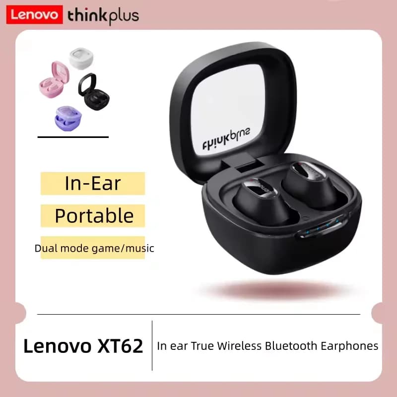 Auricolari Lenovo XT62 Bluetooth 5.3 Auricolari wireless HiFi sportivi con riduzione del rumore con microfono Touch Control TWS Auricolari originali