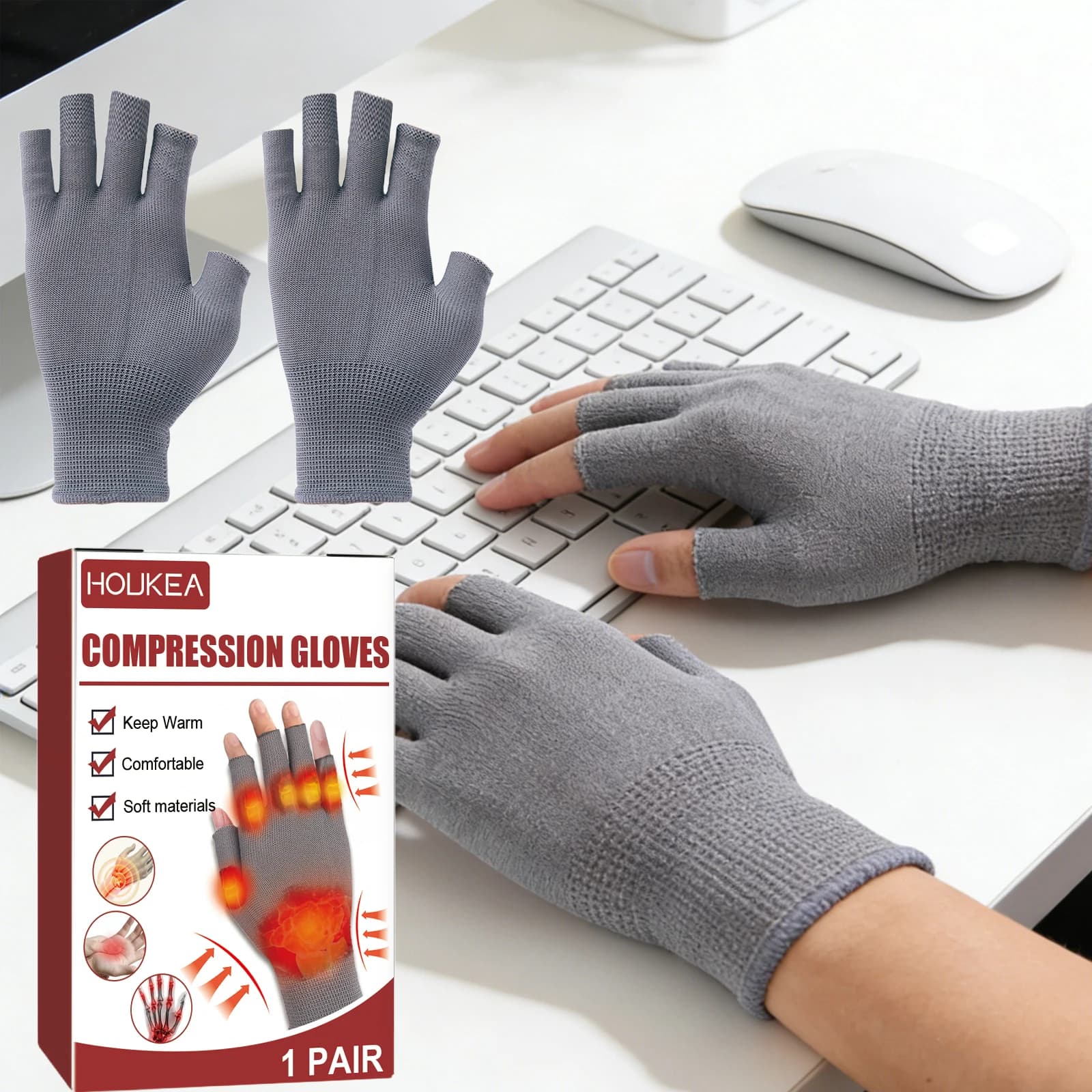 Guanti Compressivi per Artrite, Alleviano Gonfiore e Dolore Articolare, Sollievo dal Dolore ai Dita, Guanti da Ciclismo con Supporto per il Polso, Riducono il Dolore alle Mani