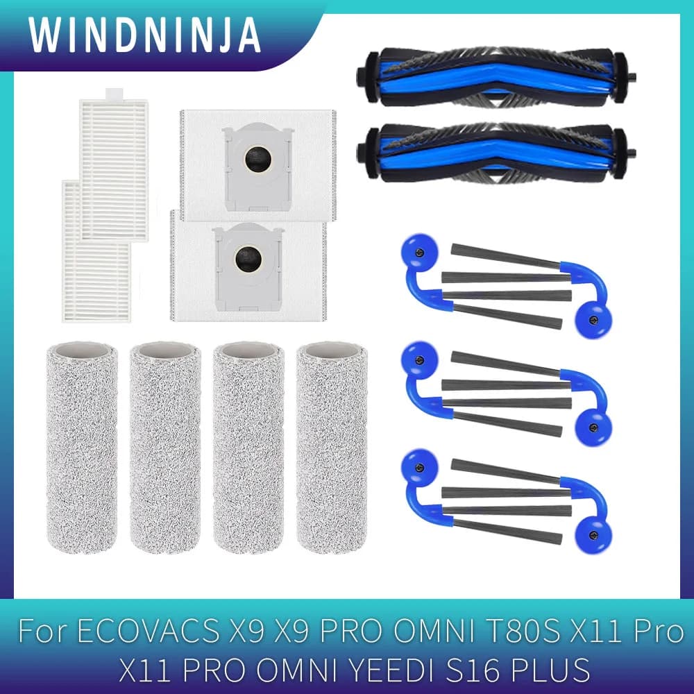 For ECOVACS X9/X9 PRO OMNI/X11 Pro/X11 PRO OMNI/T80S/YEEDI S16 PLUS Antibacterial Filter Main Side Brush Roller Mop Dust Bag