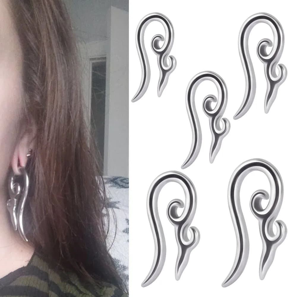 Pair of heavy ears weights in surgical steel caliber of different sizes Pan flower circle earring Piercing conical ear Piercing body jewelry