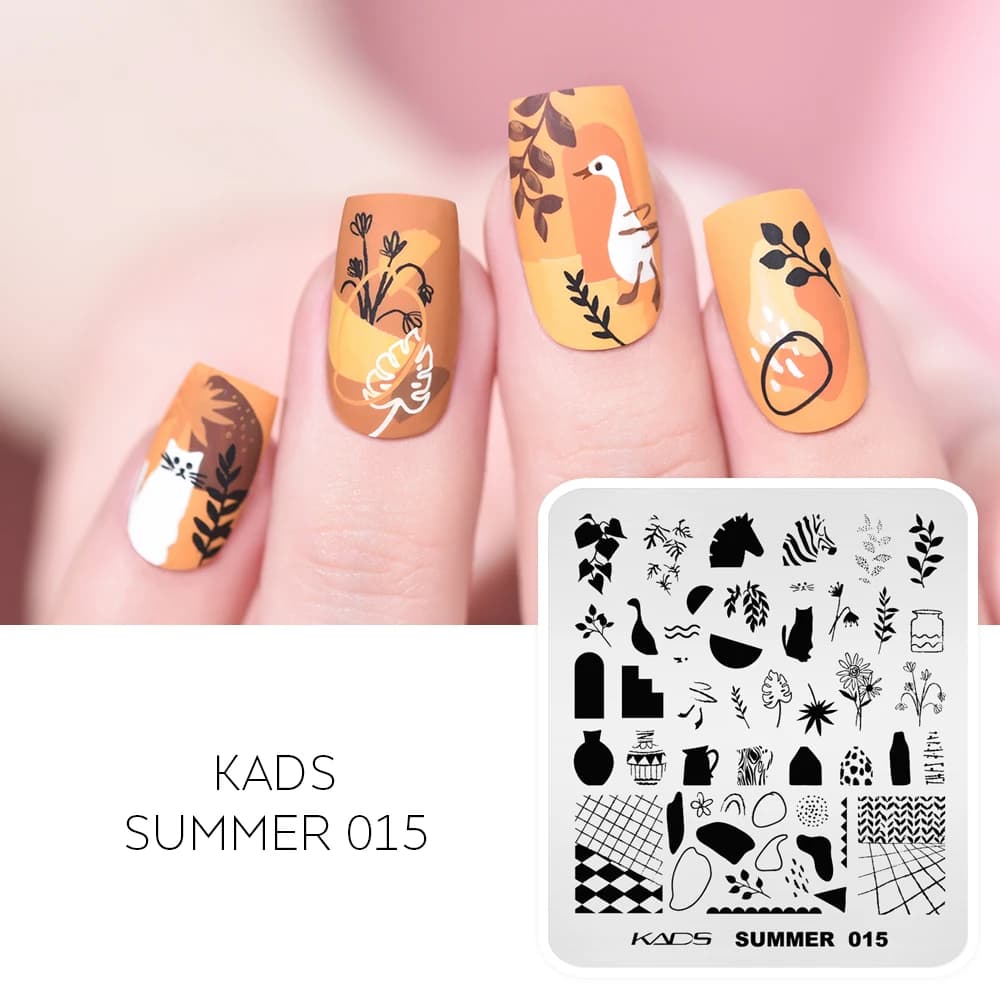 KADS Summer 015 piatti per Nail Art vaso di fiori foglie Cat Zebra Stamping Plates Tool Animal Image Stamp Tem Plates Manicure Stencil
