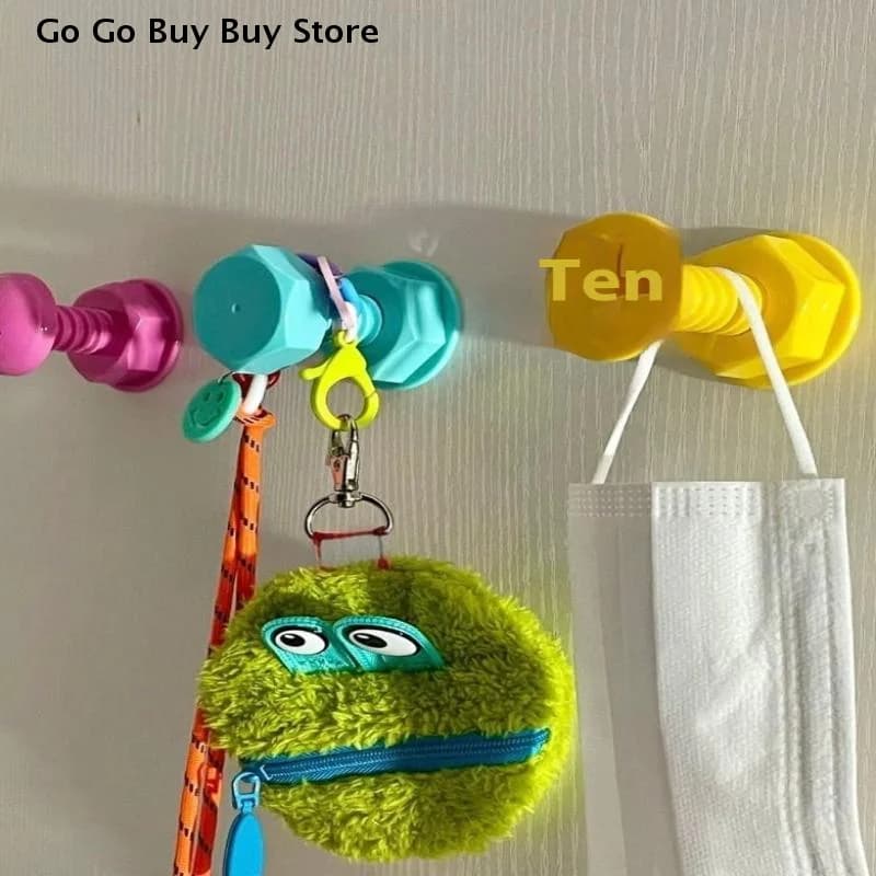 【ST】1/3pcs Creative Colorful Screw Self-adhesive Hook Cute Cartoon Sticky Hook for Wall Door Bathroom Non Punching Hooks for Bag