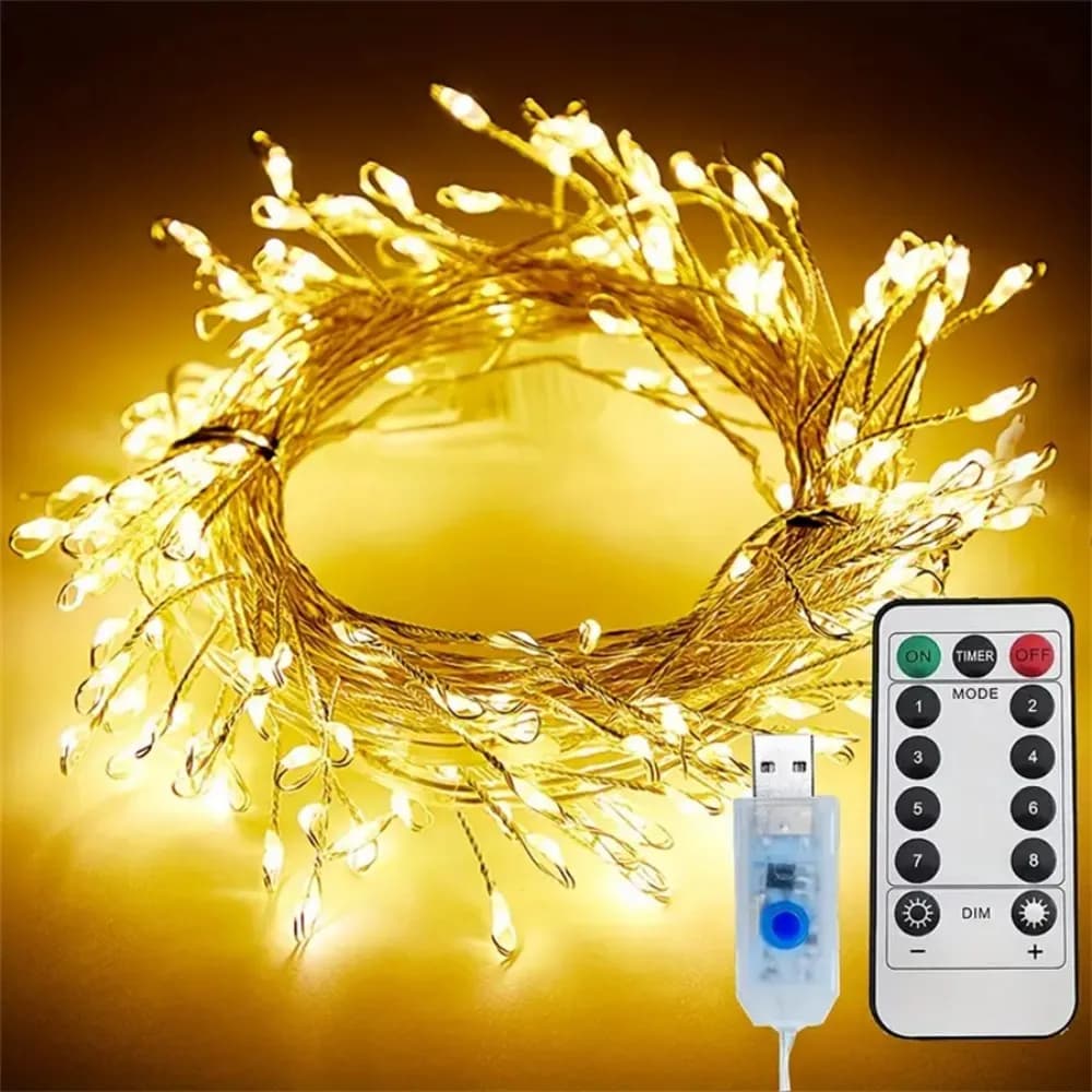 1PC 3M100LED/6M200LED/9M300LED/12M400LED USB con telecomando petardo luce stringa, usato per giardino, decorazione del partito