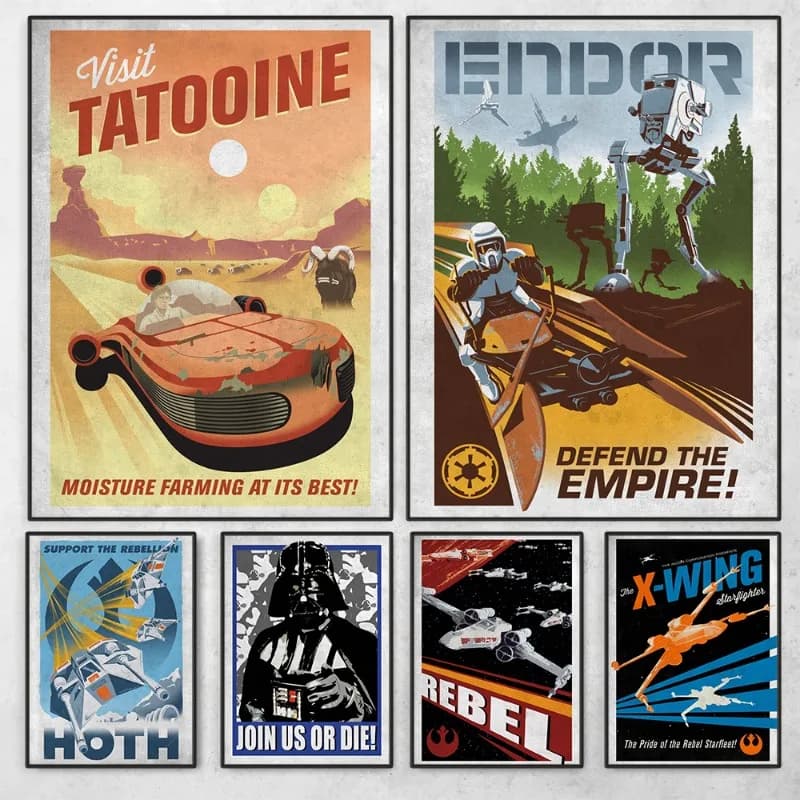 G-Galactic Propaganda Retro Poster Planet Space Tatooine Canvas Painting Movie Wall Art Picture for Living Room Home Decor