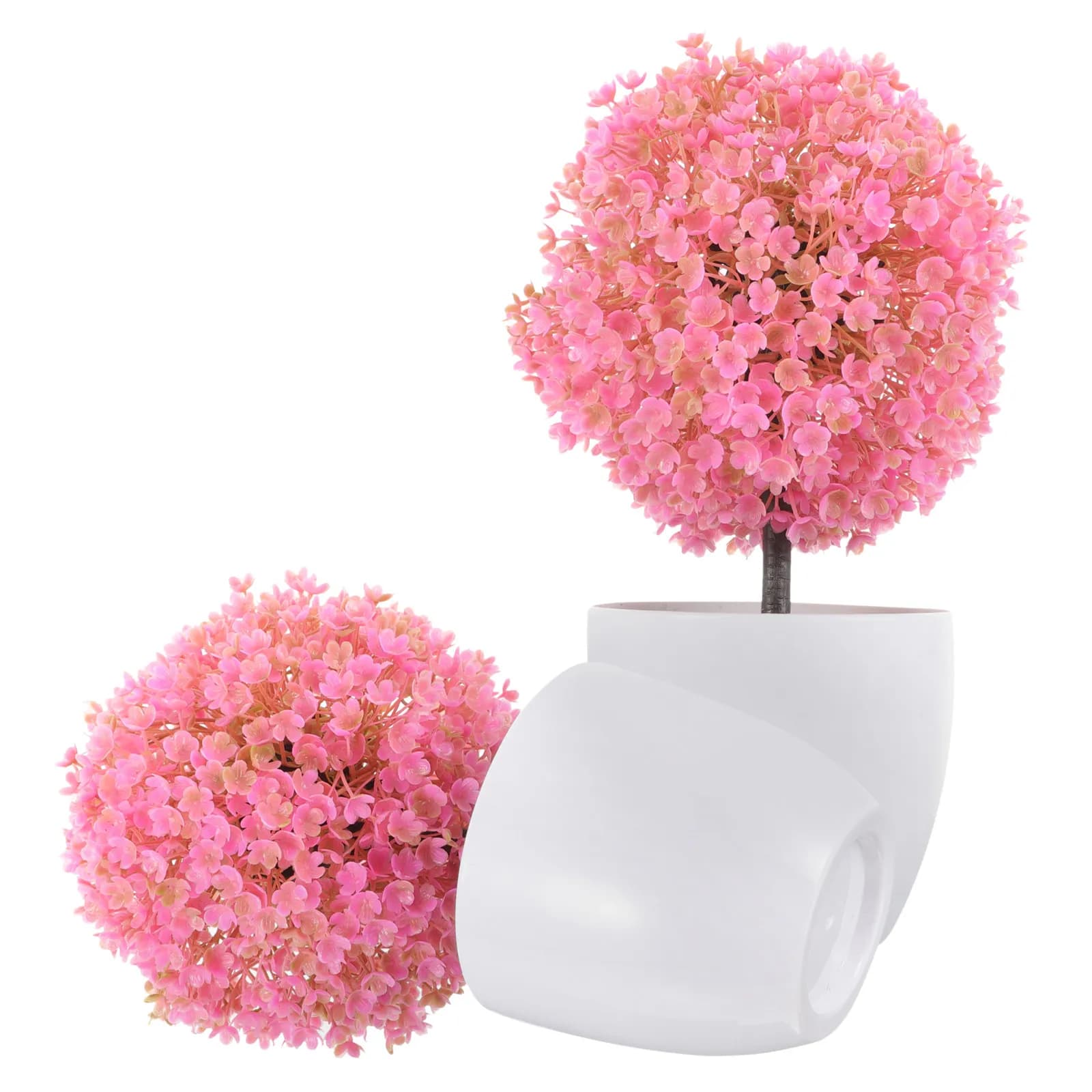 2Pcs Artificial Bonsai Potted Plant Realistic Fake Topiary Ball Tree for Home Office Desk Decor Faux Potted Plants Indoor Decor
