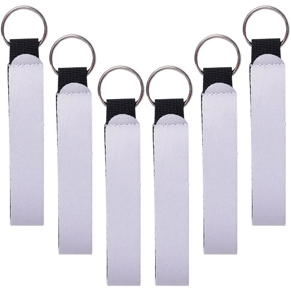 6 Pezzi Portachiavi con Cordino Vuoto per Sublimazione Fai-da-te, Braccialetti in Neoprene Termotrasferibili, Regali per Decorazioni per Feste