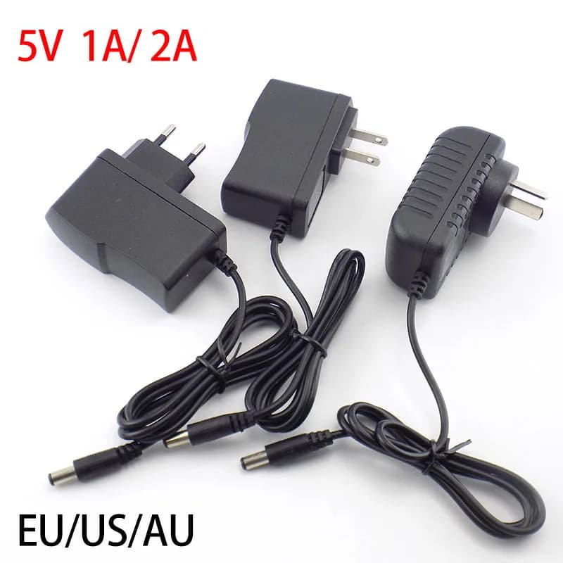 AC DC 5v 1A 2A 2000ma adattatore di alimentazione adattatore EU AU US PLUG 5.5MM * 2.1mm caricatore da muro per lampada a striscia led telecamera CCTV
