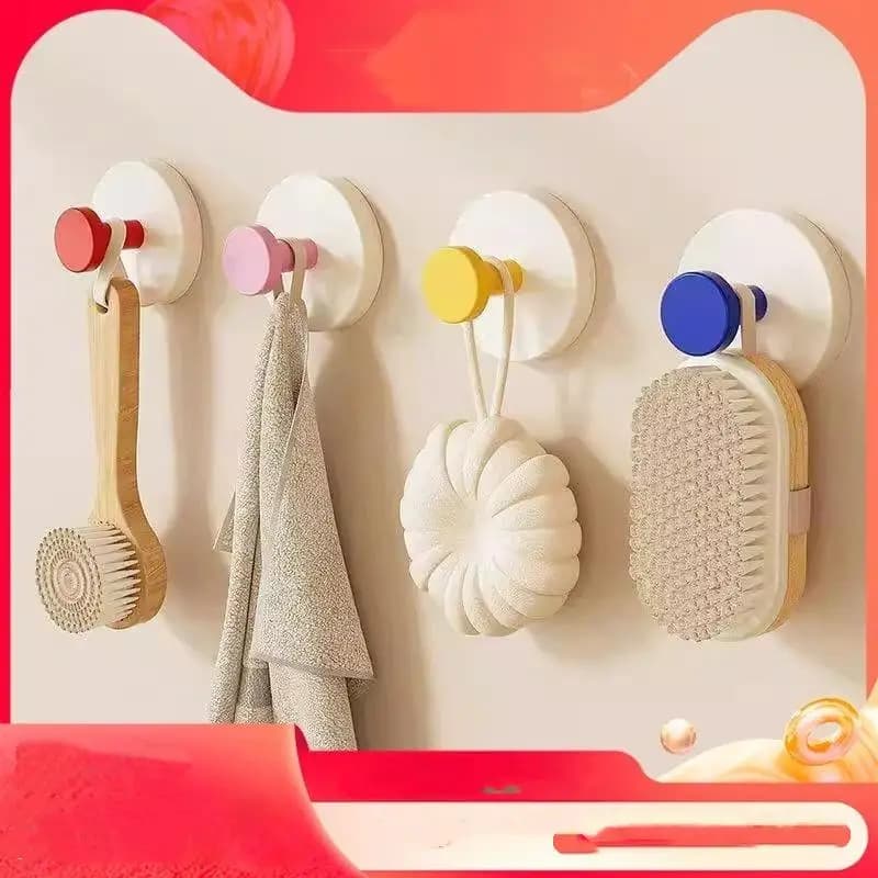 Cute Colorful Suction Cup Wall Hooks Strong Adhesion No Drilling Perfect For Bathroom Kitchen Hanging Towels