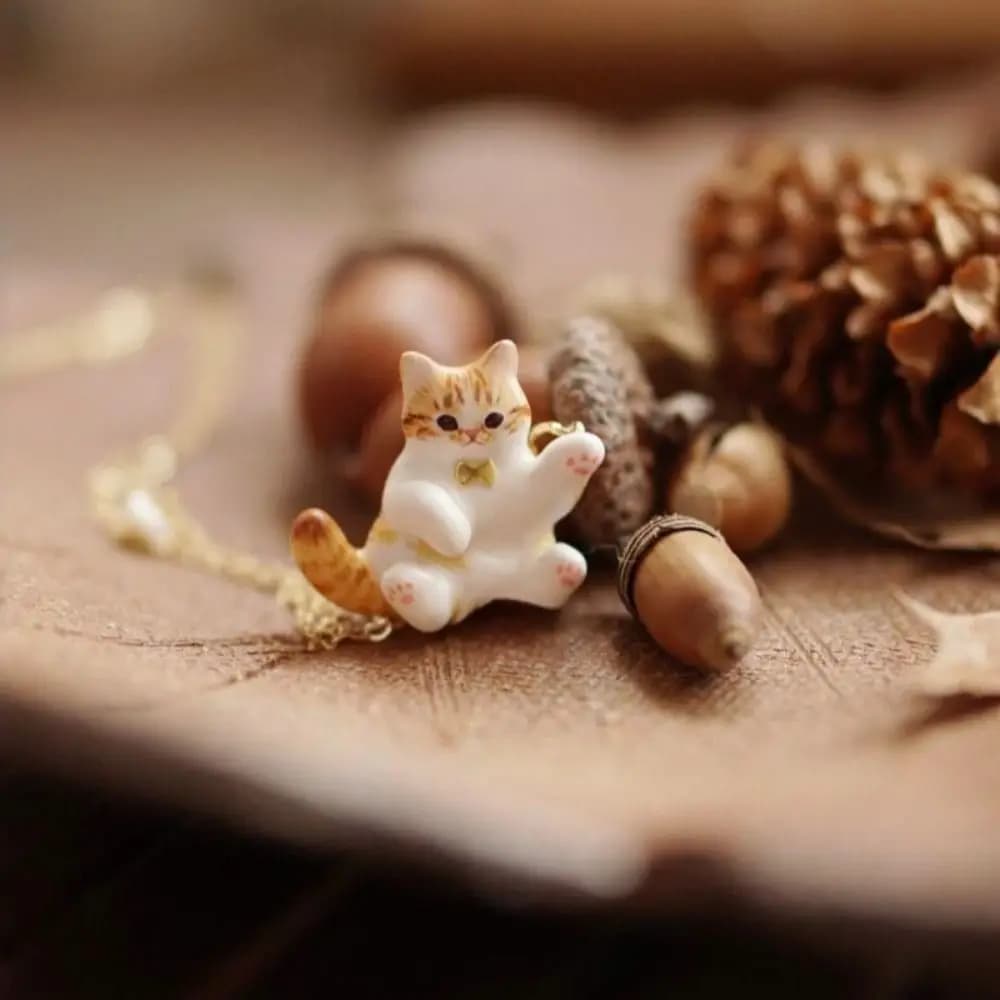 Collana con Ciondolo Gatto in Acciaio Inossidabile Placcato Oro 18K, Stile Vintage, con Catena in Metallo e Ciondolo Animale in Rame, Girocollo