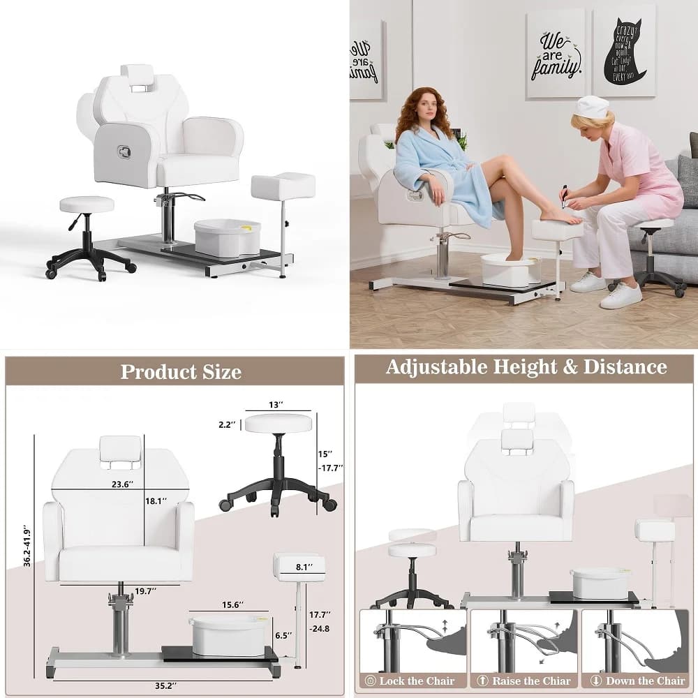 Set di Copricuscini FRS per Poltrona Pedicure, per Salone di Bellezza, Spa e Massaggi, Universale con Cerniera, Rosa