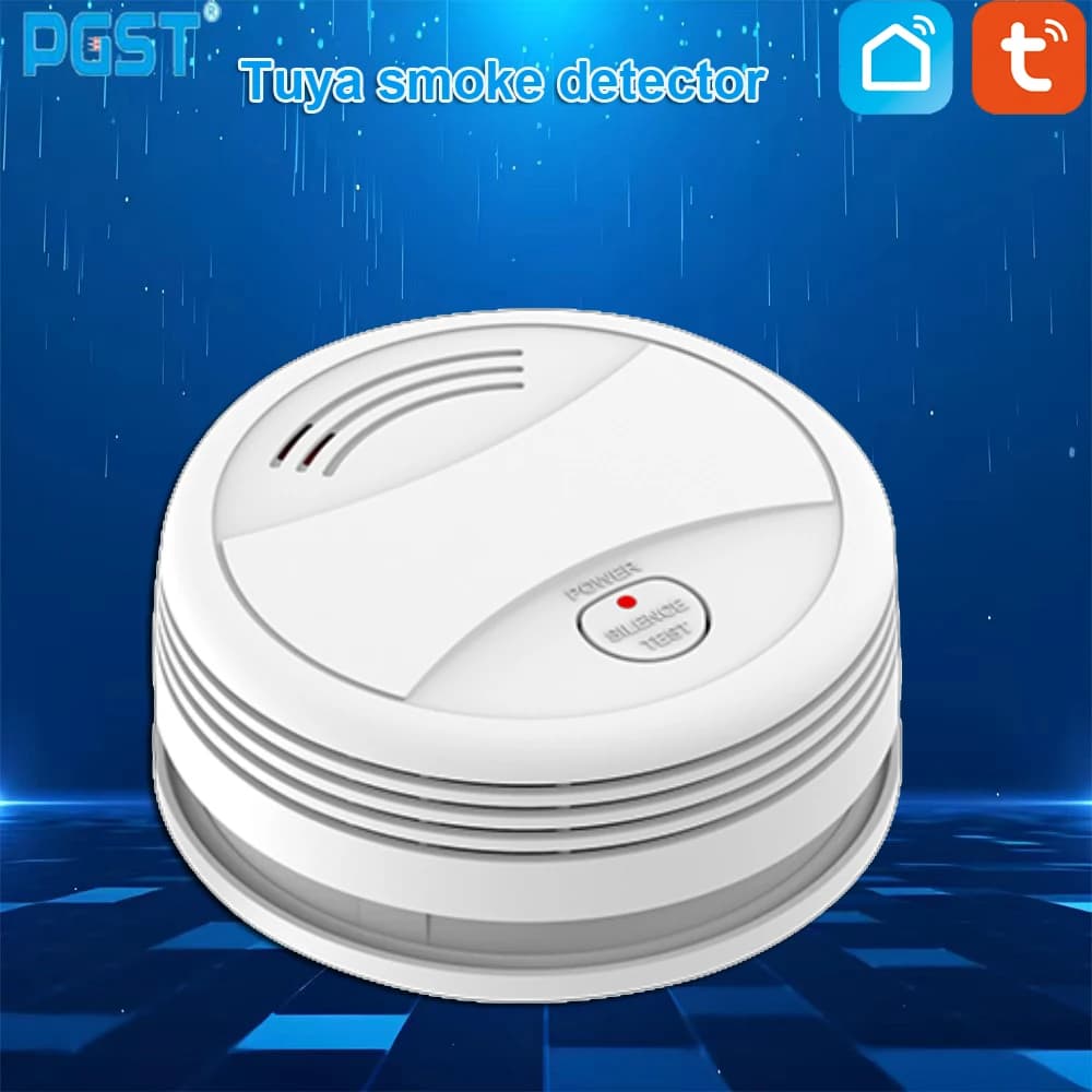 PGST Graffiti WiFi Smart Smoke Sensor Smartlife APP Controls Home Safety, Smoke Alarm 85 Decibels On-Site Alarm Supports Alexa