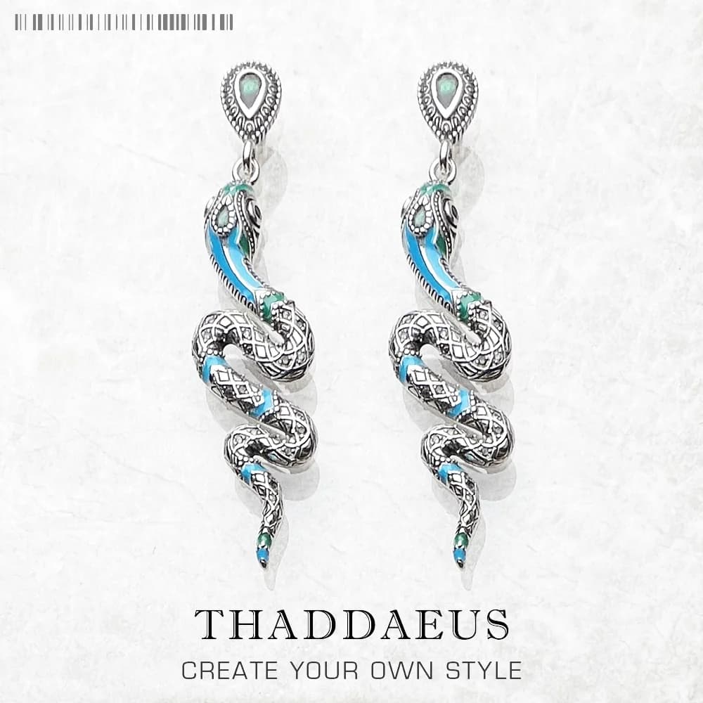 Orecchini pendenti Serpente blu Stile europeo Gioielli di buona moda realizzati a mano Regalo della Boemia per le donne Argento sterling 925