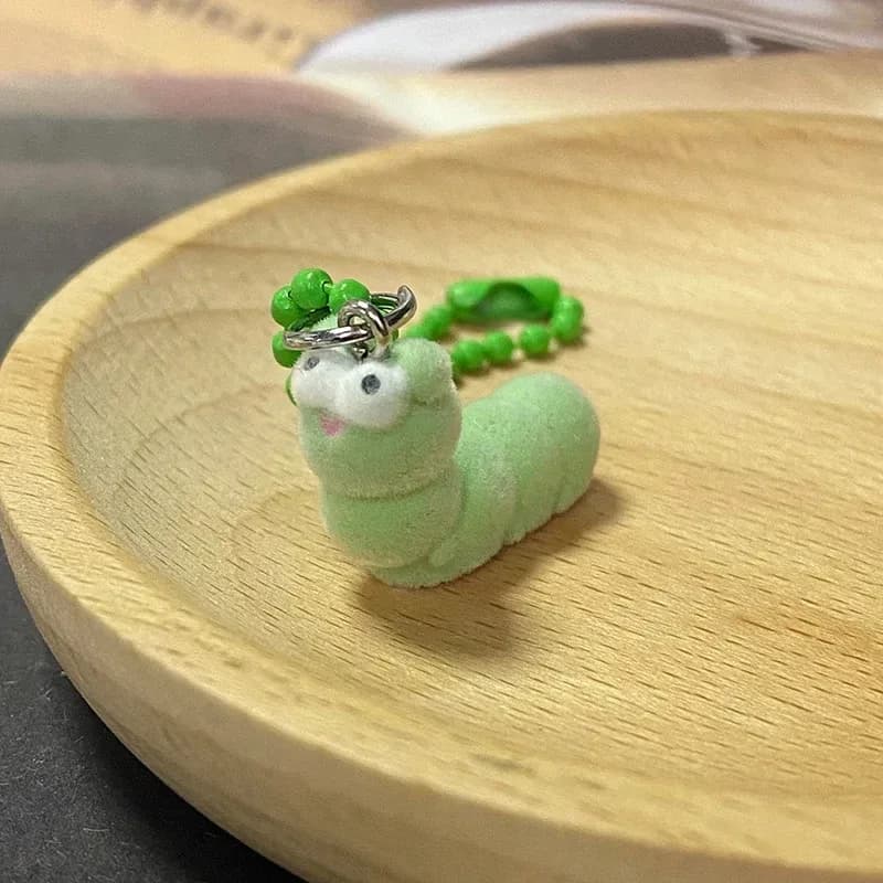 Portachiavi in Resina 3D a Forma di Mucca, Maiale, Bruco, Animale, per Regalo Amico, Ciondolo Gatto Carino e Soffice, per Borsa, Custodia Auricolari, Anello Portachiavi, Gioielli