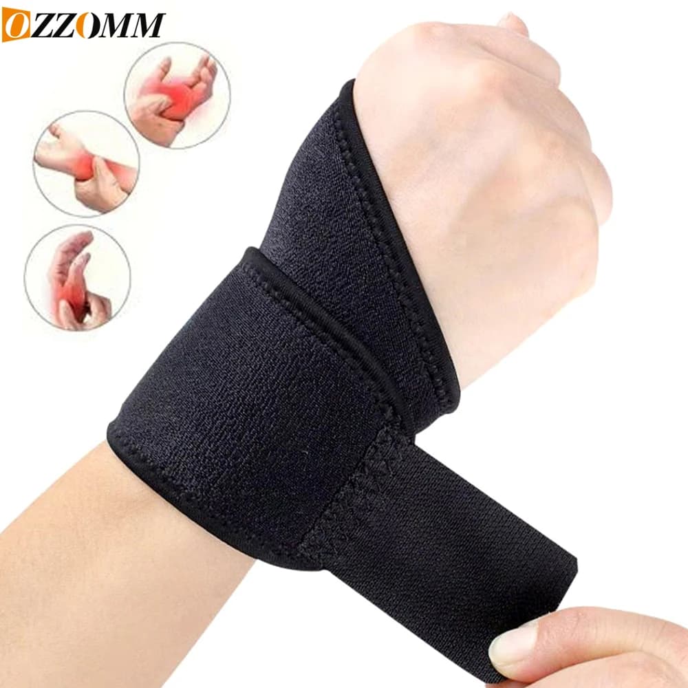 Supporto per tutore da polso regolabile da 1 pezzo - Cinghia di compressione per artrite - Ideale per fitness, sollevamento pesi, giochi, uso quotidiano (nero)