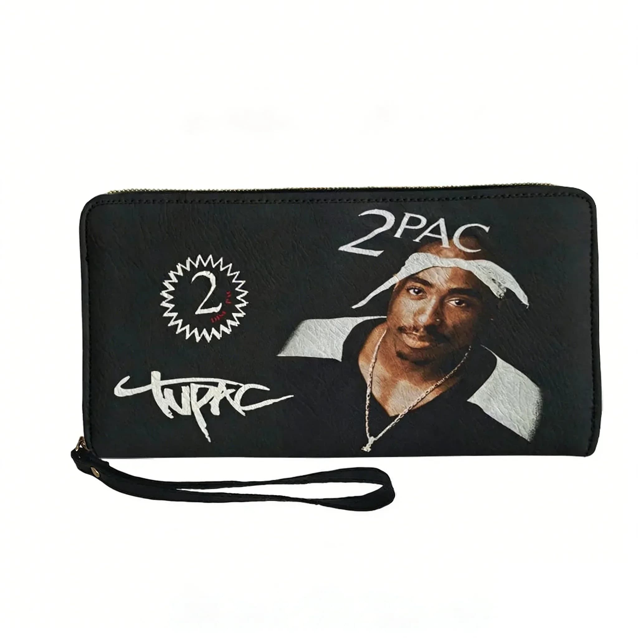 Portafoglio personalizzato Tupac Rapper 2Pac, portamonete con cerniera per uomo e donna, stampa doppia, portafoglio portatile, borsa regalo.