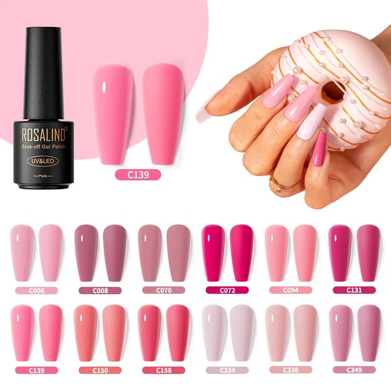 ROSALIND Polished multicolor nail gel Polished pink nail polish UV Semipermanent nails Beauty Diamond Top Peel Base Gel Nails