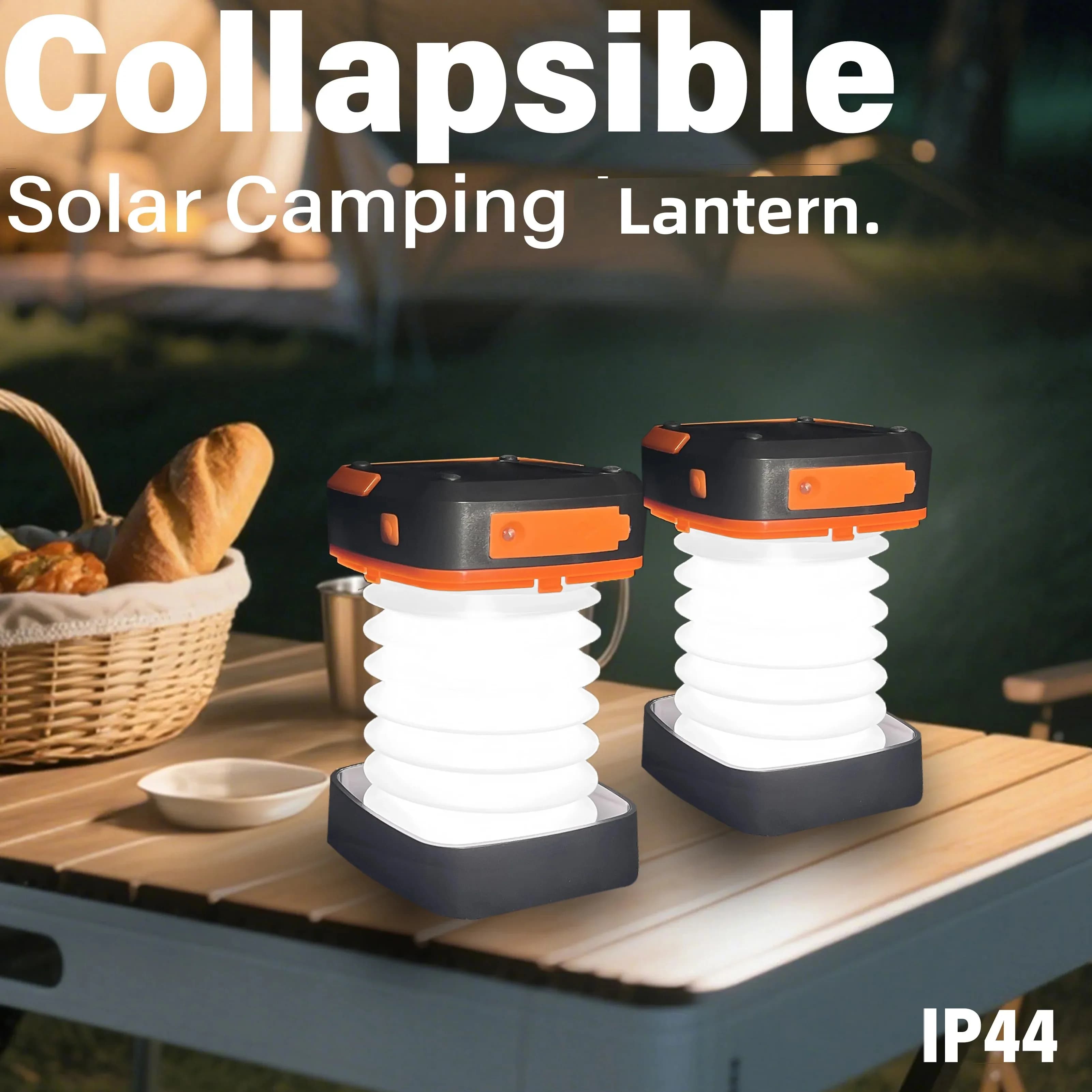 Lanterna da campeggio solare ricaricabile, luce per tenda portatile, modalità di illuminazione multiple, Power Bank, gancio, emergenza esterna, escursionismo, pesca