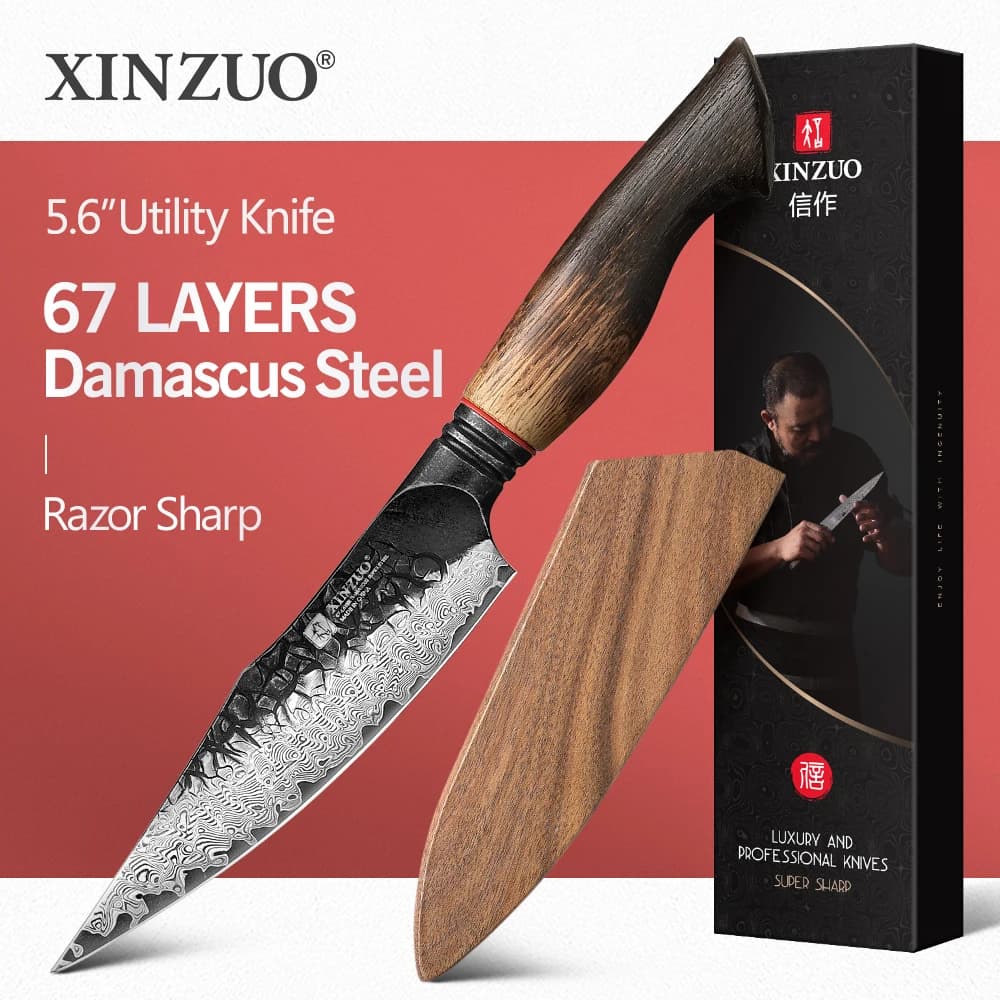 Il design di fascia alta del coltello multiuso XINZUO da 5,5 pollici porta la sofisticazione al spazio culinario, elevare la tua cucina