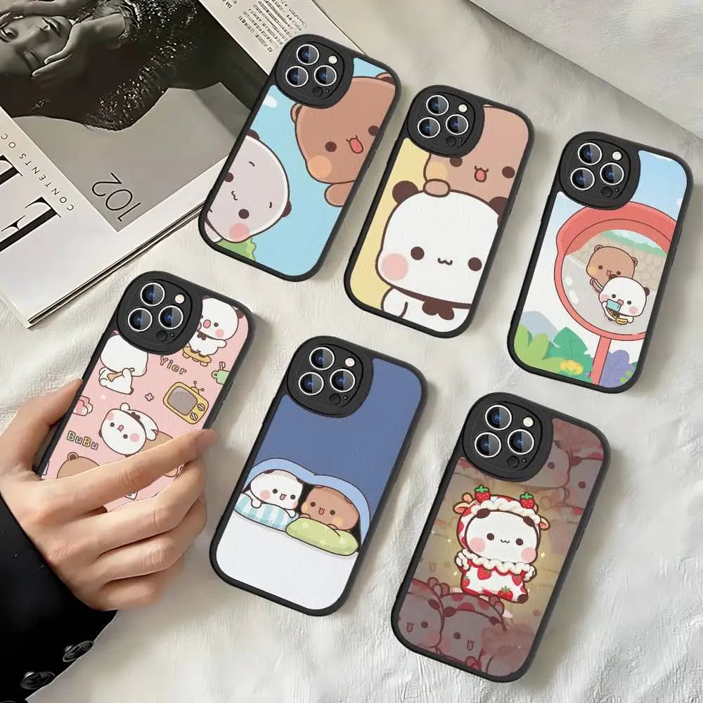 Popular Cover for Phone B-Bubu and D-Dudu for iPhone 16 15 14 13 Pro Max 11 12 Plus in Leather and Silicone