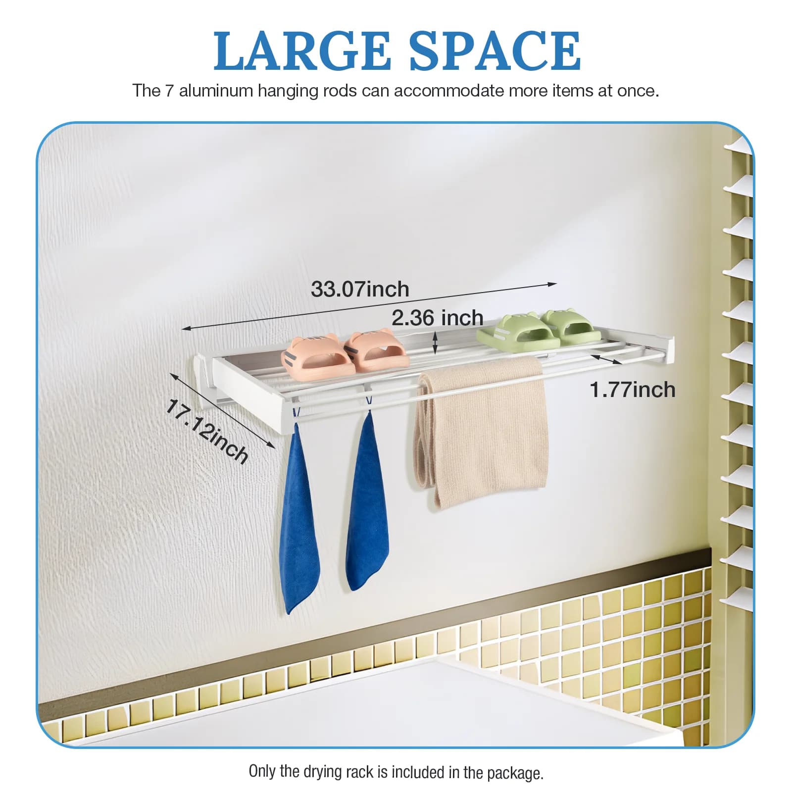 Foldable 7-piece dryer holder for wall mounting, retractable folding dryer holder 84 * 43,5 * 6 cm