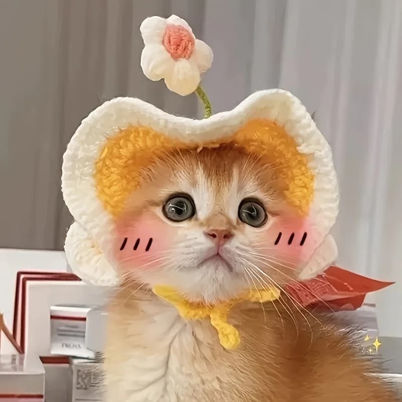 Cappello per Animali Domestici a Forma di Pianta, Design Elastico, Lavorato a Maglia, Carino e Delicato, Ideale per Feste e Fotografia