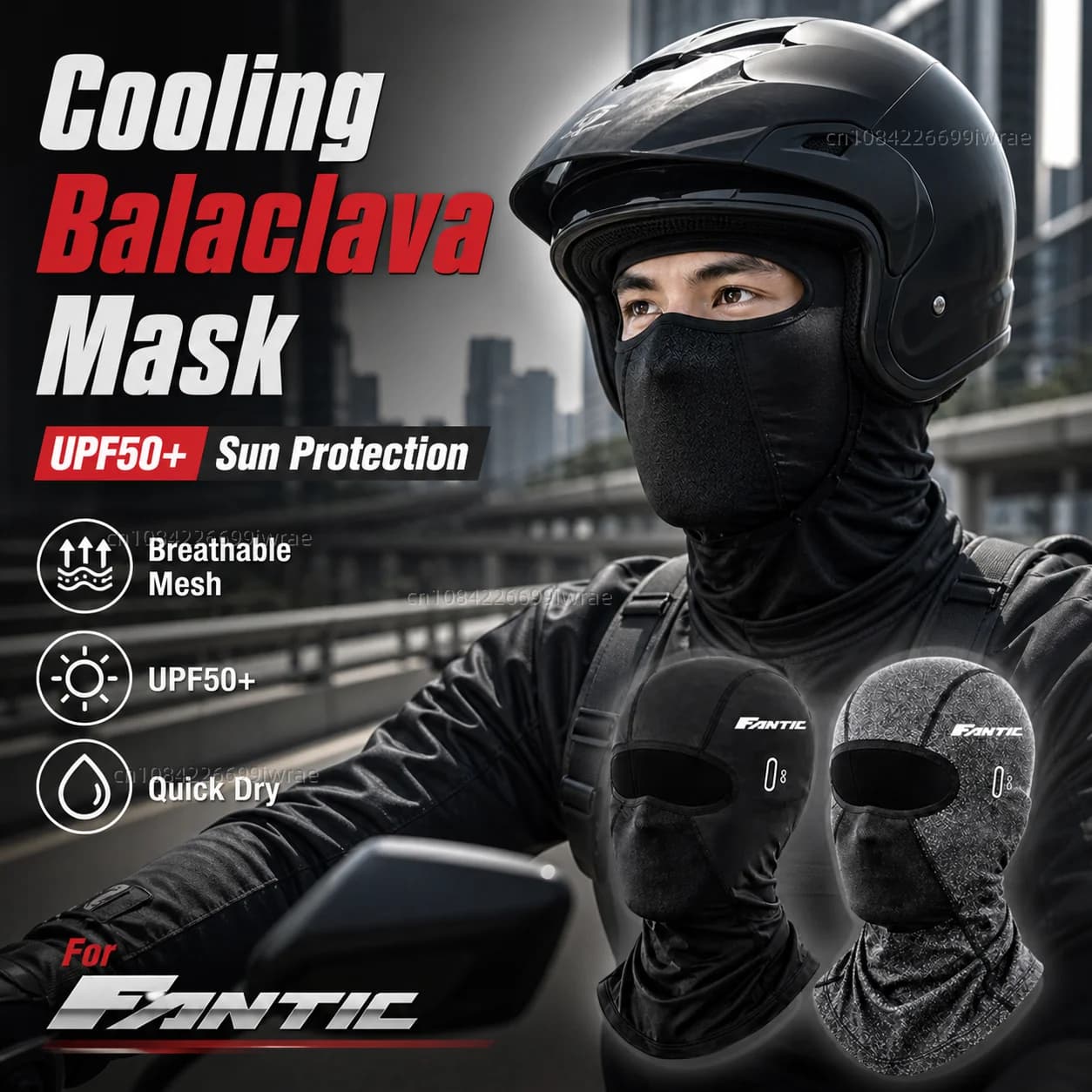 Cooling Motorcycle Balaclava Mask UPF50+ UV Protection Breathable Face Cover Summer For FANTIC CABALLERO FLAT TRACK 125 250