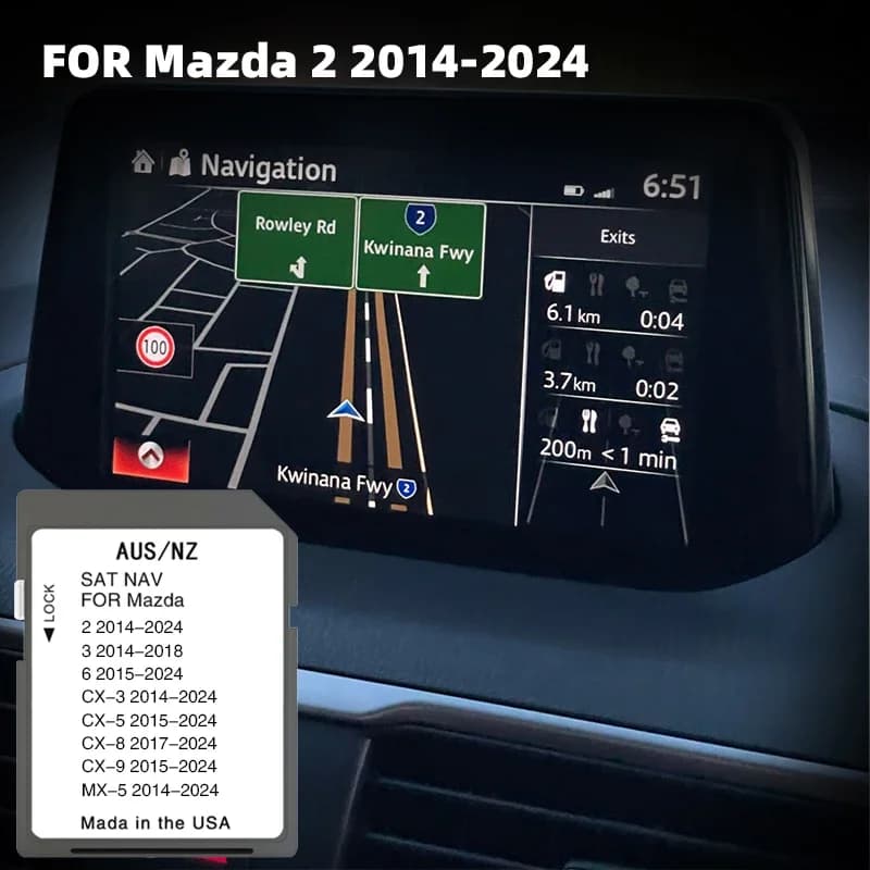 Compatibile con Mazda 2 2014-2024 Aggiornamento del veicolo 2024 Australia Mappe della Nuova Zelanda Scheda SD GPS Connect 1 Sistema di navigazione