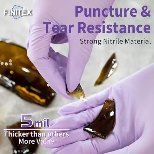 Guanti in nitrile viola Finitex - 5 mil, 100 pezzi, senza lattice, senza polvere, guanti monouso di grado medicale da 12 pollici
