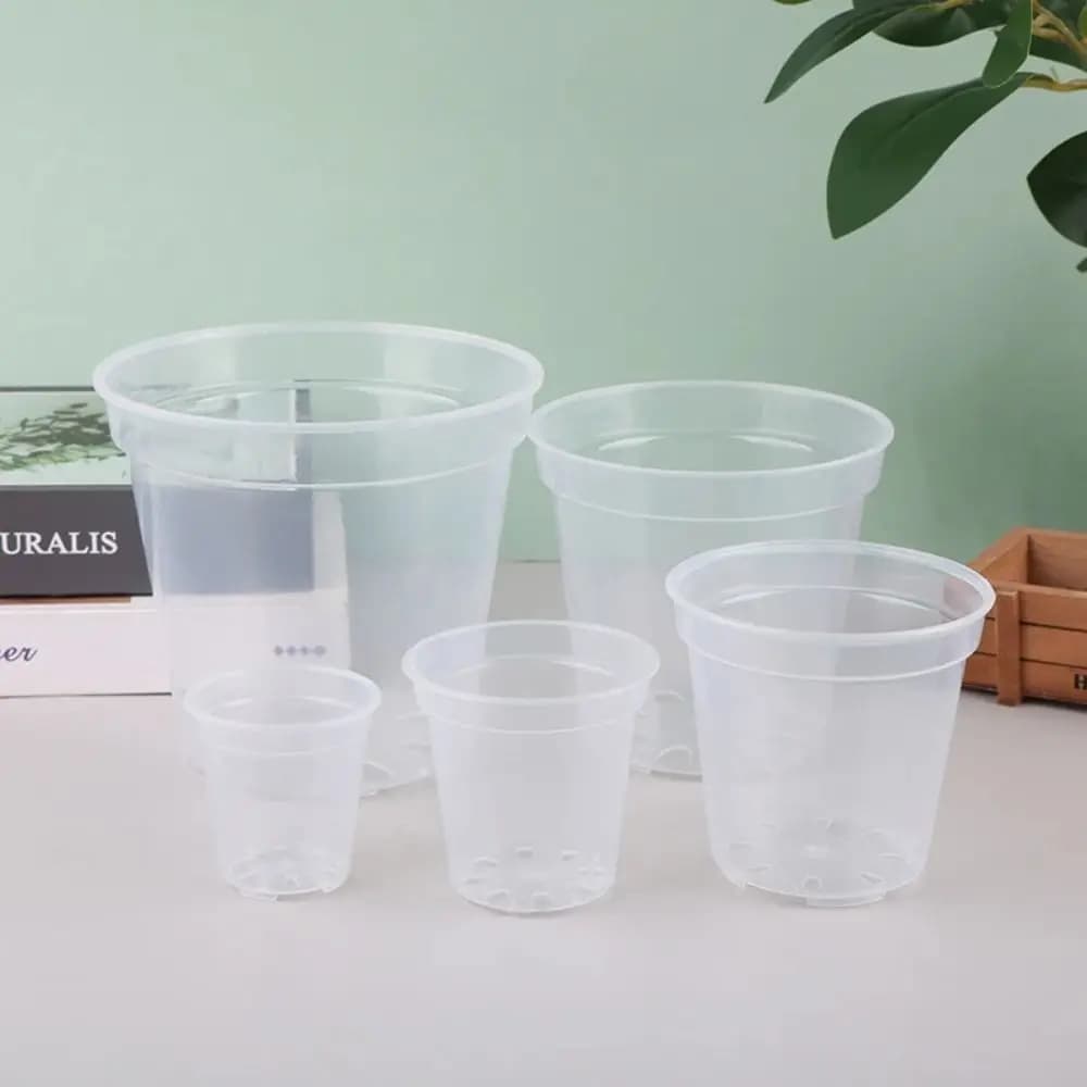 New DIY Planter Pot Plastic Large Capacity Round Starting Pot Transparent Anti-Deformation Orchid Nursery Container Home
