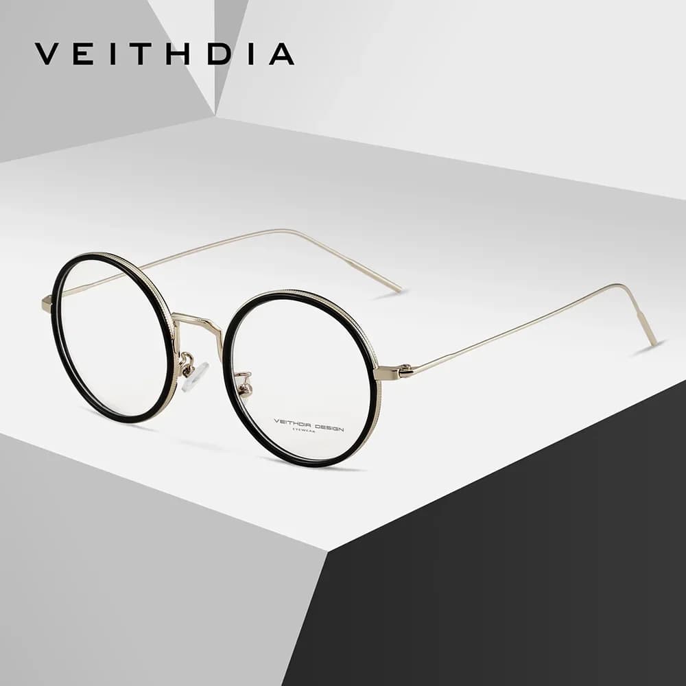 VEITHDIA New Arrival Glasses Light Blue Lock Round Frame TR90 Eyewear In League of Optical Power Eyewear For Women Men VFA1225