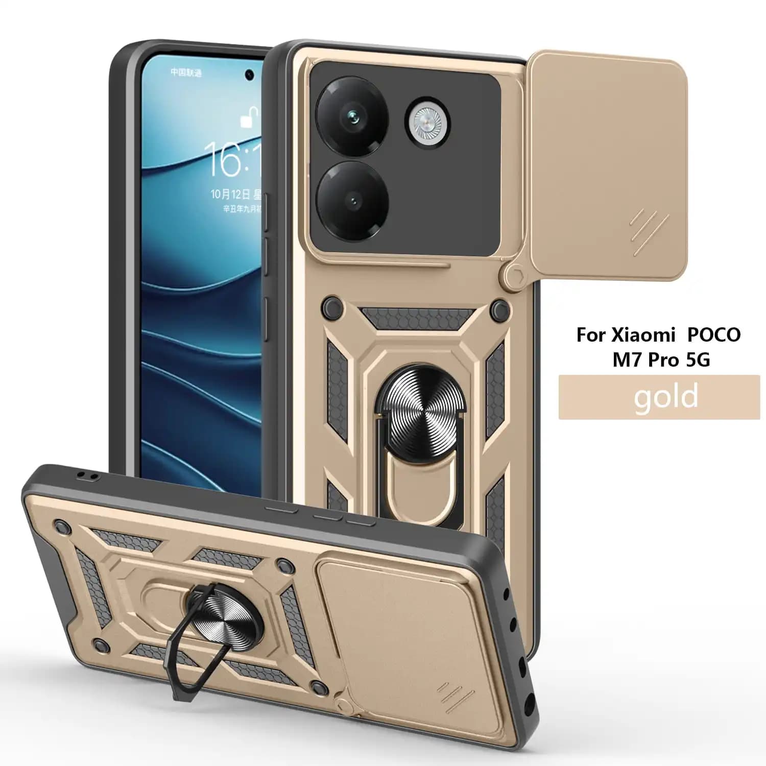 Custodia per Xiaomi Poco M7 Pro 5G Slide Camera Proteggi supporto Custodia per telefono Funda per Poco M6 Pro 4G M5 Cover