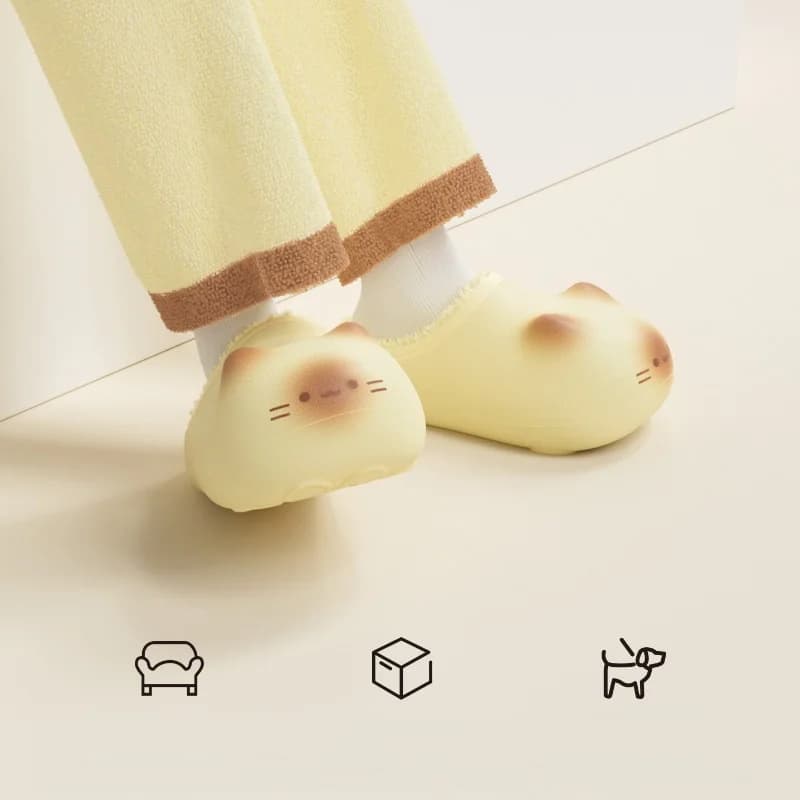 New Warm Plush Cat Slippers for Indoor Outdoor Women Cozy Fuzzy Feline Kitten Shoes Eva-Base Unique Cat-claw Design on Bottom