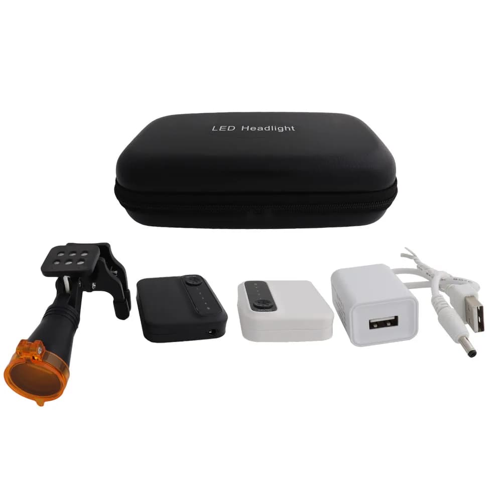 Faro anteriore 5W Wireless con 2 batterie luce regolabile Bk per occhialini dentali lente d'ingrandimento medica ingrandimento binoculare