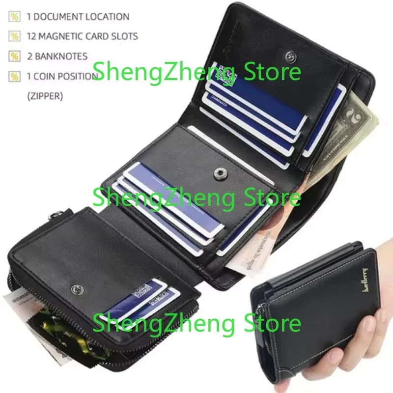 Portafoglio da uomo bifold elegante portafoglio sottile include finestra identificativa e porta carte di credito