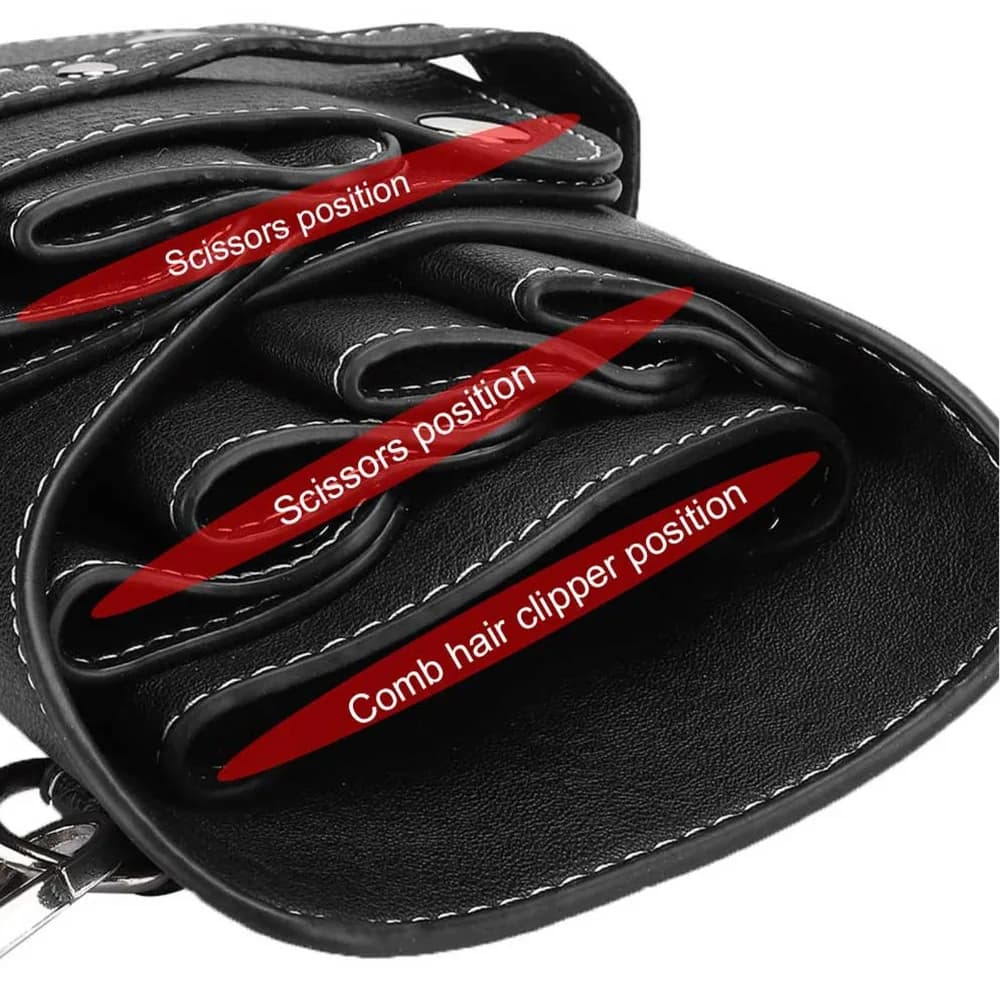PU Leather Barber Scissors Waist Bag Adjustable Strap Professional Hairdressing Tool Storage Bag Durable Multi-Compartment