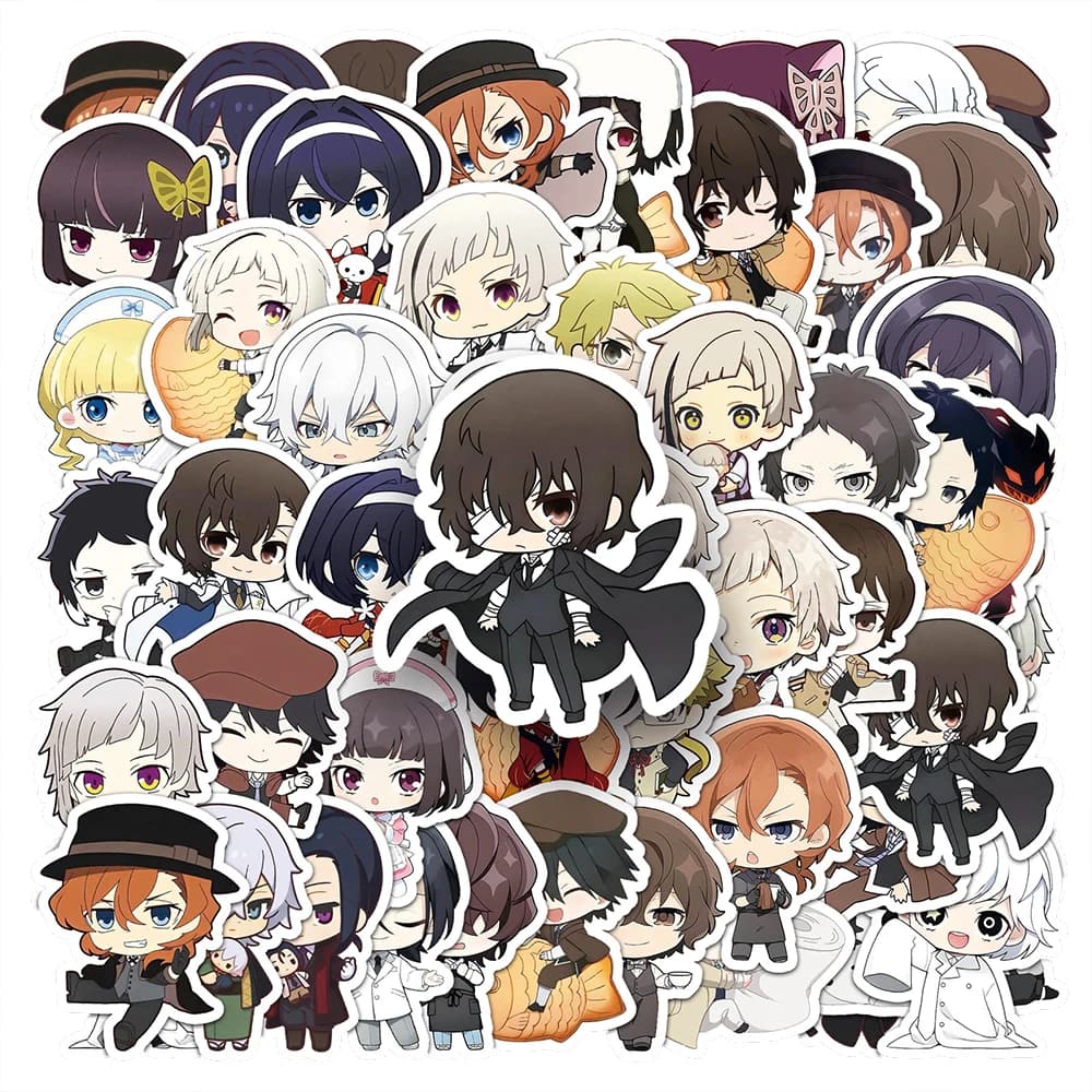 10/30/50pcs Kawaii Anime Bungo Stray Dogs Stickers Q Version Graffiti Decals DIY Scrapbook Guitar Phone Car Cute Cartoon Sticker