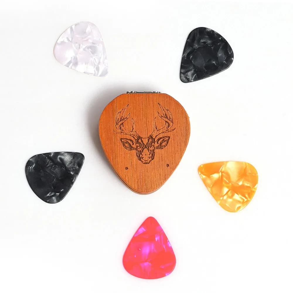 Premium Mahogany Guitar Picks Brown-red Guitar Plectrum Storage Box Guitar Picks For Guitar