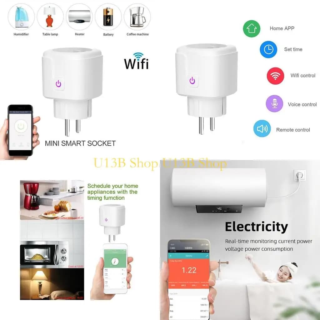 Plug U13B EU for home office for work socket with Googleasistant 16A 100-240 V REMOTE W/ CONTROL