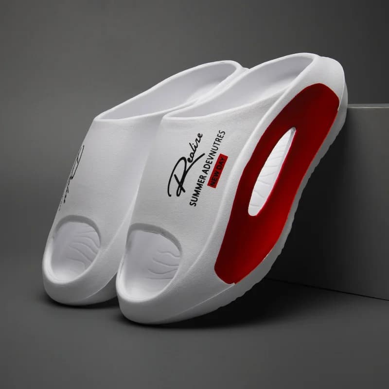 Lightweight men's slide in EVA | Design of cartoons in black and white, fingers exposed, comfortable all year round, casual interior/outside
